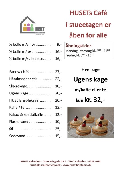 Ugens kage, kaffe, kage, lækker kage, kaffe og kage, te, café, danmarksgade, holstebro, huset 