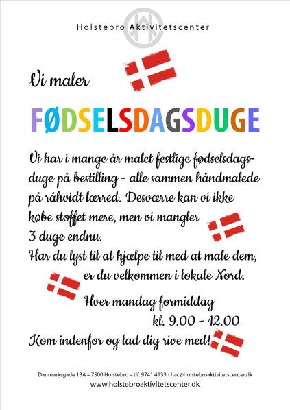 Stofmaling, duge, fødselsdagsduge, fødselsdag,